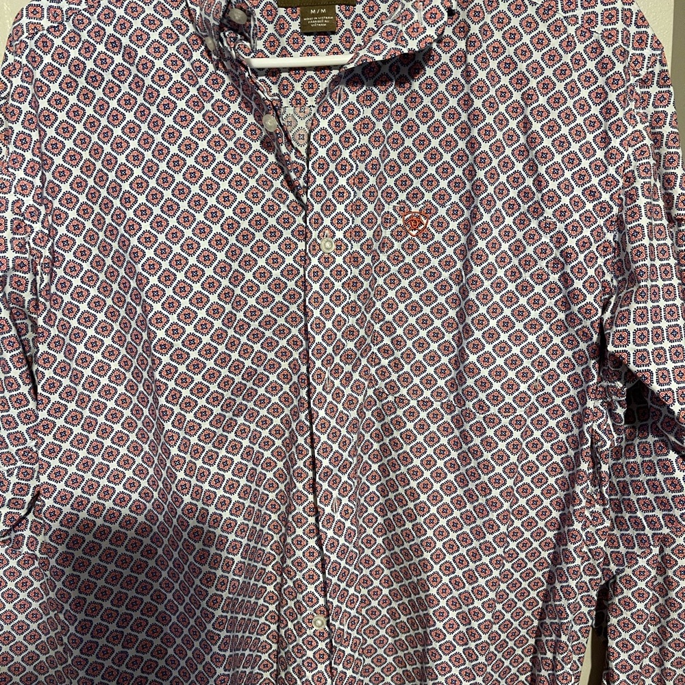 Ariat Red and White Geometric Button-Down Shirt